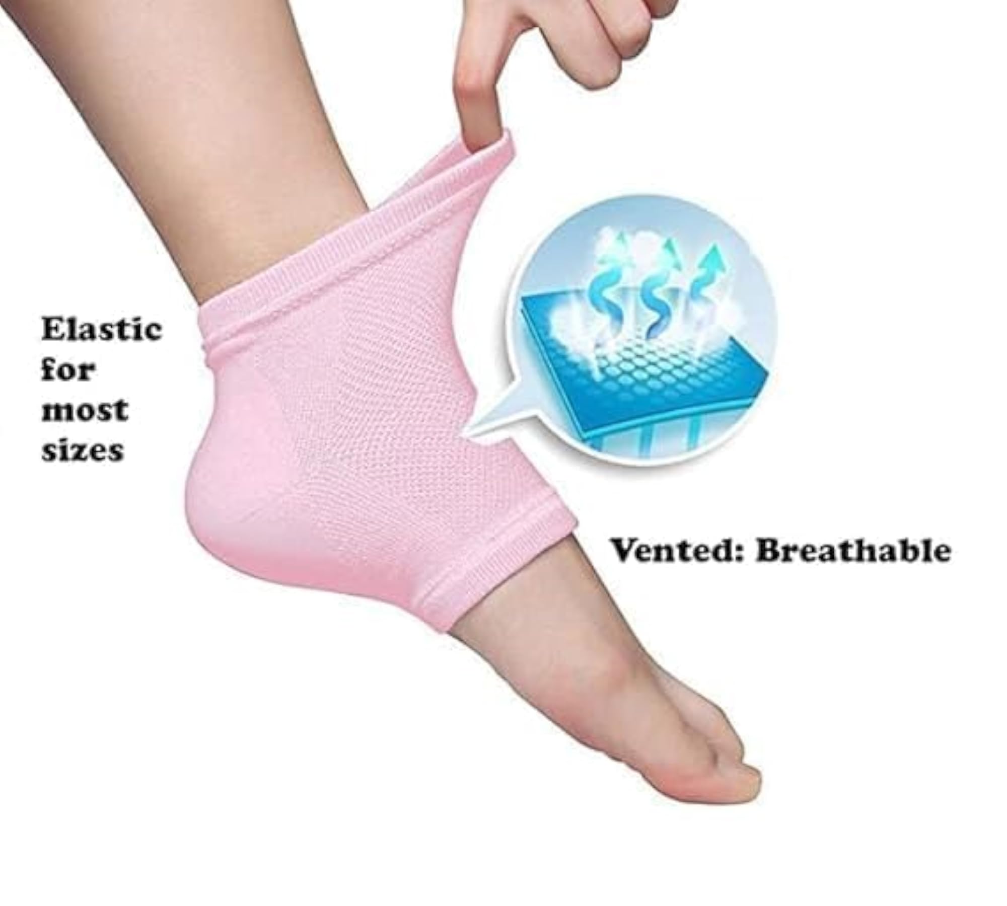 Moisturizing Heel Socks, Open Toe Design, Pack of 5
