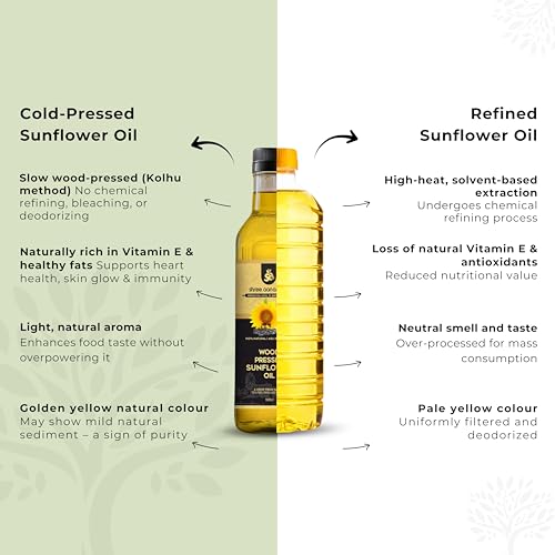 Image of Shree Aanantam Wood Cold Pressed Sunflower Oil - 1L | Pet Bottle | Kolhu /Chekku | Extracted on Wooden Churner | Natural | Chemical-Free | Cold Pressed Sunflower Oil for Cooking - 1l (Pack of 5)