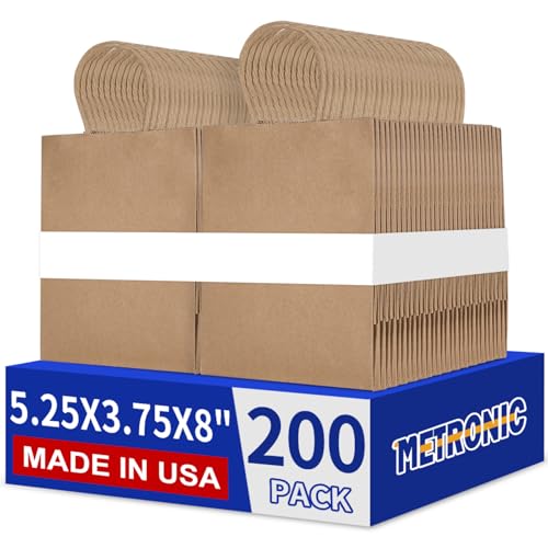 METRONIC White Paper Bags 8X4.25X10.5 20Pcs, Gift Wrap Bags with Handles, Kraft Paper Bag for Small Business, Heavy Duty Bulk Bag for Birthday Party Favors, Shopping,Take-out,Retail
