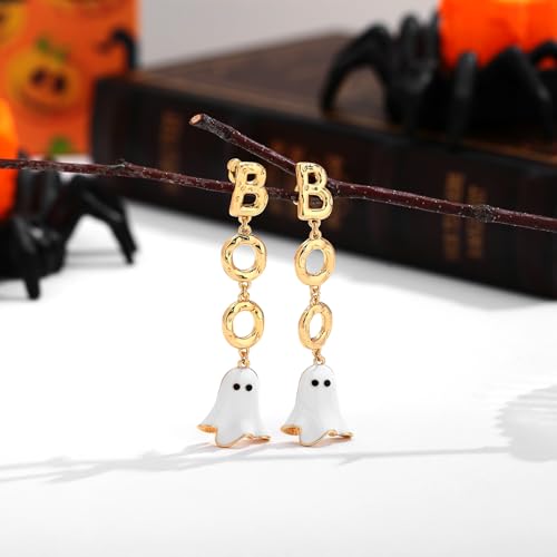 WOWORAMA Halloween Earrings Cute Pumpkin Earrings for Women Fun Crystal Pumpkin Stud Earrings Funny Smiling Face Pumpkin Drop Earrings Halloween Earrings Jewelry