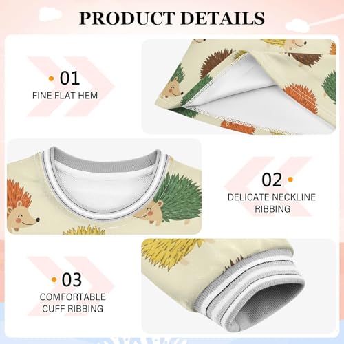 Girl Long Sleeve Dress Colorful Hedgehogs on Cream Girls Dresses A-Line Casual Tunic Playwear 2-8 Years3