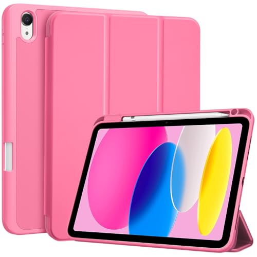 ProCase for iPad (A16) 11th Generation 11 Inch 2025/ iPad 10th Generation 10.9 Inch 2022 Case with Pencil Holder, Hybrid Cover with Soft TPU Back, Supports Touch ID, Auto Wake/Sleep -Pink