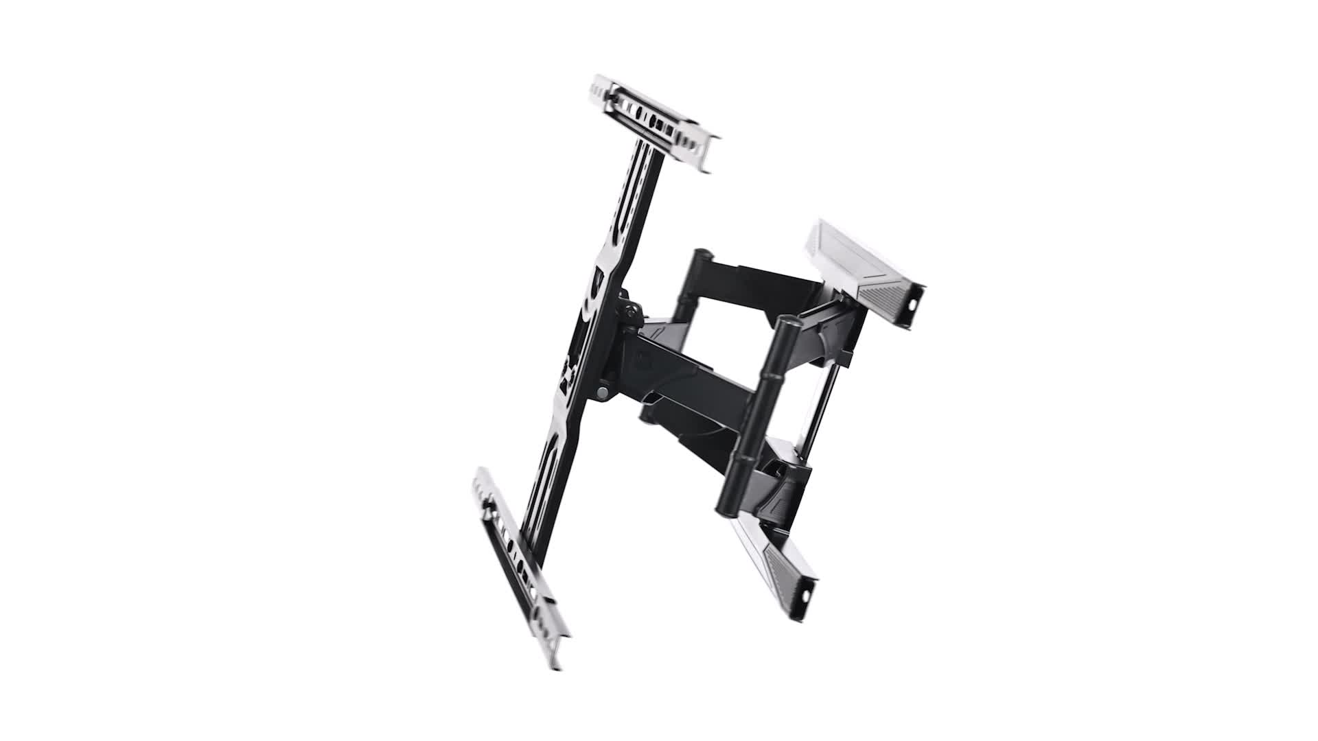 Support Mural TV Orientable Robuste Ergosolid Pour Écrans 45-75 Pouces - VESA 600x400, Jusqu'à 45,5 Kg, Certifié TÜV GS Noir