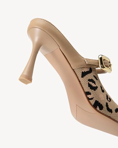 Women's Knit Pointed Toe Heeled Mules - Stiletto Heel Slip-On Sandals for Casual & Dressy Outfits4