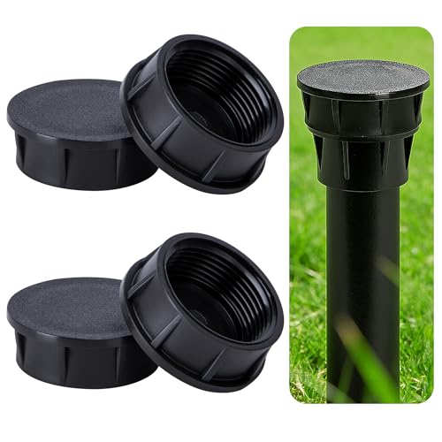 Mizelu 4 Pcs Sprinkler Head Caps Spray Shut Off Cap with Sealing Ring Black Sprinkler Spray Head Cover for Outside Lawn Yard Garden Watering Irrigation Systems