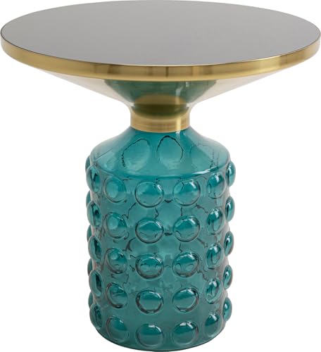 Kare Table d'appoint Design Lola Bleue Ronde diamètre 35 cm Socle en Verre Table Basse Salon Table de Chevet