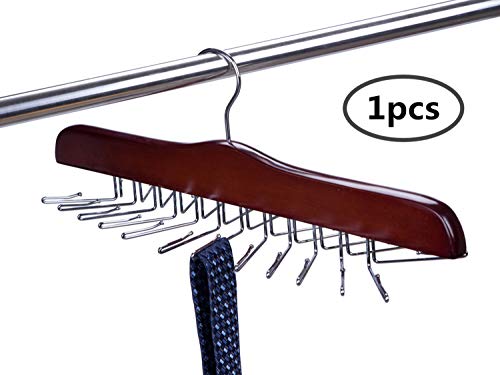 Amber Home Gugertree Wooden Tie and Belt Racks, Tie Organizer Hangers Holds 24