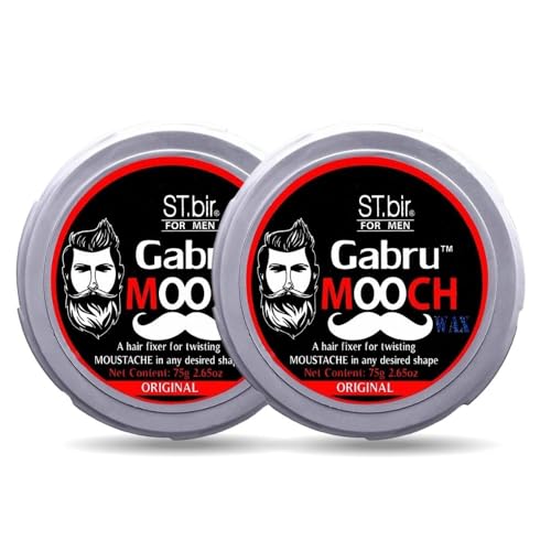 Image of Gabru Mooch Moustache Wax for Men - Strong Hold & Long Lasting Styling Wax | Natural Look | Original Scent | 2 X 75g
