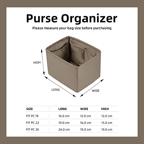 Dgaz Purse Organizer Silky Smooth,Silk,Luxury Handbag Tote In Bag Shapers, Women- Fits Picotin18/22Bags (Etoupe Grey, Pc18) #TOP5