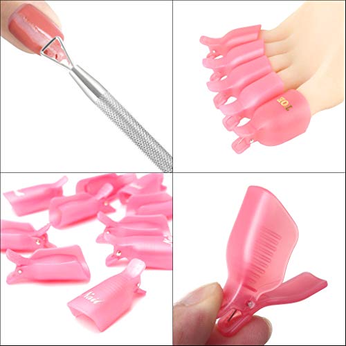 JZK 10x Finger Nail Clips + 10x Toe Nail Clips + 200x Nail Cotton Pads + 1x Nail polish Remover Tool set kit For Acrylic UV Gel Nail Remover - Image 6