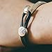 Designed By Stacey Handmade Genuine Black Leather Cuff, Unique Stackable Bangle Bracelet, Hammered Silvertone Metal Jewelry, Gifts for Women, Birthday, Anniversary, Mother's Day