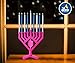 Hanukkah Menorah with Spinning Dreidel - Fits All Standard Chanukah Candles - Pink V Branch Rambam Style Chanukah Menorah with Spinning Draydel - 7.5” High - by Ner Mitzvah
