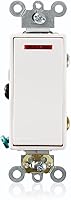 Leviton 5629-2W Decora Plus Illuminated ON Pilot Light Rocker Switch, Single Pole 20A 277V White