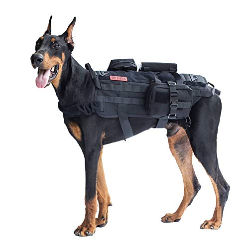 OneTigris Tactical Dog Molle Vest Harness Training Dog Vest with Detachable Pouches (Black, Large) OneTigris Tactical Dog Molle Vest Harness Training Dog Vest with Detachable Pouches (Black, Large)