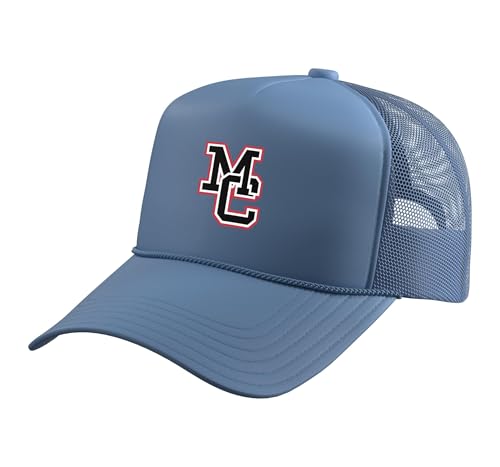 McDonald County High School Mustangs Trucker Hat with Adjustable Mesh Back, Light Blue