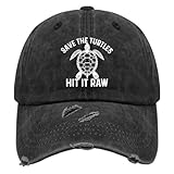 Save The Turtles hit it raw Hat Women Vintage Mesh Cap for Summer Black