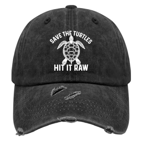 Save The Turtles hit it raw Hat Women Vintage Mesh Cap for Summer Black