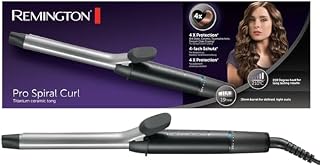 Remington lokówka do włosów, małe loki 19mm, 4-krotna ochrona, antystatyczna ceramiczna powłoka, wyświetlacz cyfrowy do 210°C, z zaciskiem, Pro Sprial Curl CI5519