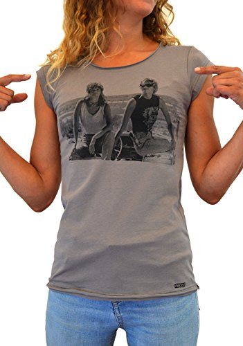 Thelma & Louise Faces T-Shirt Mujer Made IN Italy Impresión del Manual de la Pantalla de Agua (XL Mujer)