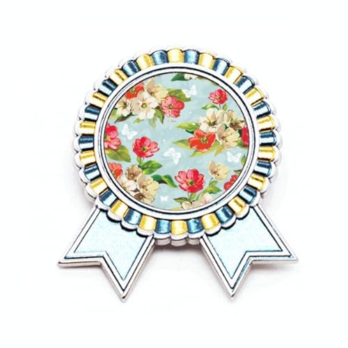 Broche fleur de pêcher en métal ciselé élégante taille M