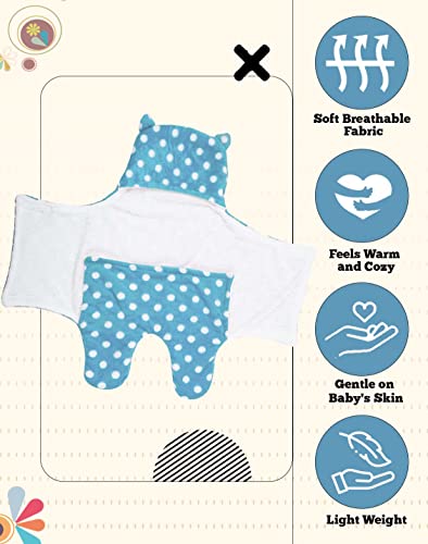 Image of New Born Multi-Purpose Baby Boy's and Baby Girl's Blanket and Sleeping Bag (Blue Dot, 0-6 Months)