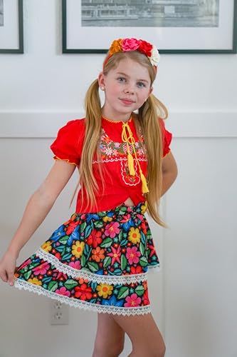 Image of HIHA Toddler Little Girls Mexican Embroidered Skirts Outfit