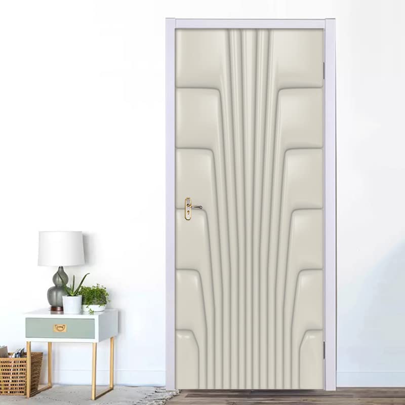 Stickers Porte 3D Géométrique Blanc 95x210 Cm – 2 Pièces Autocollants Amovibles Pour Décoration Chambre, Porte, Mur – Effet Moderne Et Élégant