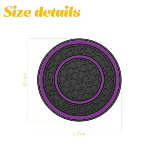 Image of Osilly 2 Pack Car Coasters for Cup Holder, 2.75 Inch No-Slip Anti Dust Insert Coaster, Universal Auto Waterproof Coasters Silicon Insulation Cup Mats for Woman Man, Suit for Vehicle Interior (Purple)