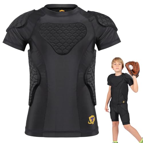 DGQY 10MM EVA Foam Protective Vest for Kids - Youth Padded Shirt for Football, Baseball, Hockey Sleeveless Chest Protector with Rib, Sternum & Back Guards Moisture Wicking & Breathable