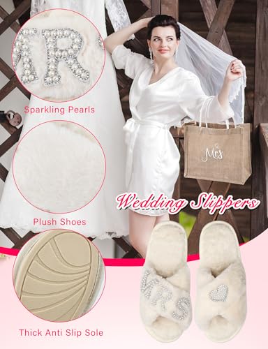 6 Pcs Women Bride Robe with Accessories for Bride Bachelorette Party Engagement Honeymoon Bridal Shower Gift4