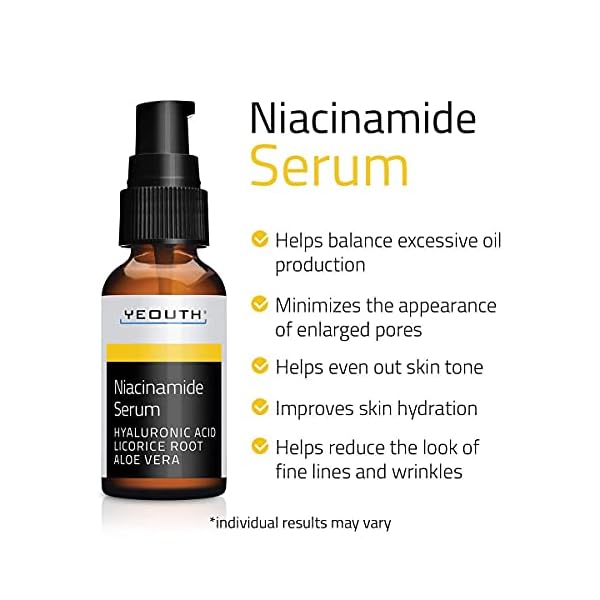 YEOUTH Niacinamide Serum for Face 10% with Hyaluronic Acid & Aloe Vera, Hydrating B3 Face Serum for Women & Men, Brightening Serum, Enhancing Skin Care 1oz