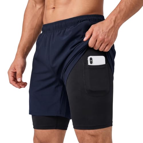 Image of NEVER LOSE 2-in-1 Sports Shorts with Phone Pocket, Light Weight & Quick Dry for Gym, Running & Athletic wear Men & Women