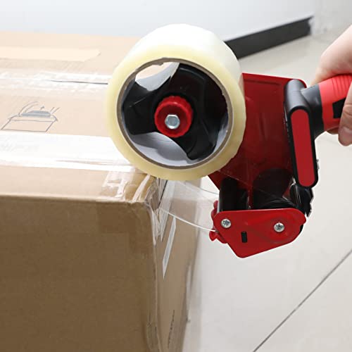 WELSTIK Red Non-Slip Silicone Handle Packing Tape Gun Dispenser 3 Inch -Heavy Duty Sealing Cutter for Shipping, Carton and Box Sealing, Easy Operation(Tape not Included)