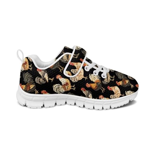 Howilath Rooster Print Children Sneakers for Girls with Single Buckle Athletic Walking Shoes Non-Slip Sole3