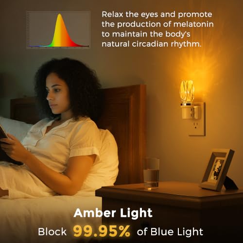 Image of L LOHAS LED Amber Night Light, Yellow Nightlight,Dimmable, Light Sensor