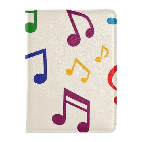 Beige Cartoon Musica Simbolo Silhouette Cuoio decorativo Porta Passaporto Coperture Caso Documenti di Viaggio Organizer Protector Badge ID Vaccino Card Holder Portafoglio Impermeabile cartone