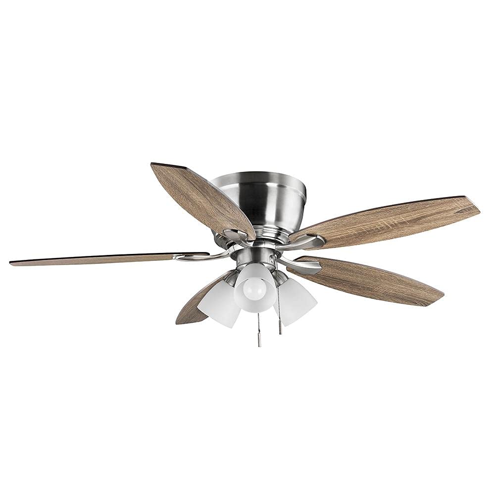 Buy Hampton Bay Sidlow 52 in. Indoor LED Brushed Nickel Hugger Dry Rated Ceiling Fan with 5