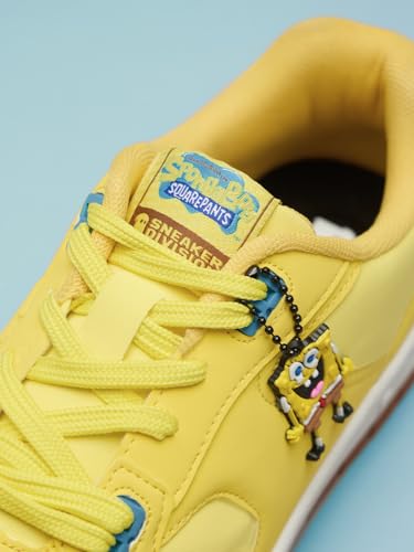 Image of The Souled Store Spongebob: Under The Sea Women and Girls Lace Up Yellow Cartoon Inspired Low Top Sneakers