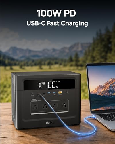 Image of Portable Power Station 1000W, 960Wh Solar Generator LiFePO4 Battery, Power Bank with 4 AC Outlet, PD 100W Output Fast Charging for Home Use, Emergency, Camping, RV & Off-Grid Living (1200W Surge)