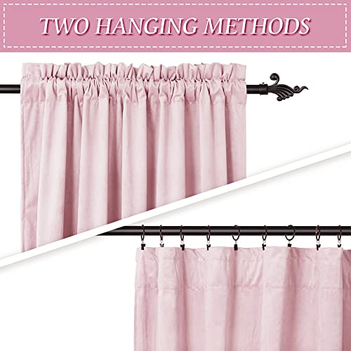 Image of RYB Home Blush Pink Velvet Curtains 90 inches - Soft Velvet Drapes Sunlight Block Window Treatment Sets, Luxury Home Decor Rod Pocket Drapery, Wide 52 x Long 90, 2 Pcs