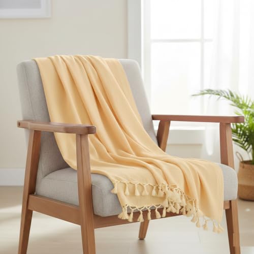 Image of Soft Dull Cotton Bhagalpuri Chadar for Summer | Lightweight and Breathable Chadar for Sleeping | Odhne Wali Chadar for All Season Use Blanket (Yellow)
