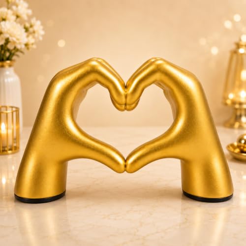 Image of PulGos Golden Hand Heart Statue | Aesthetic Gift | Home & Office Decor