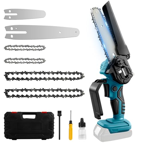 Catolsss Mini motosega a batteria compatibile con Makita 18 V, con lama intercambiabile da 20 – 25 cm e olio automatico, tensione della catena senza attrezzi per il taglio del legno e la cura degli