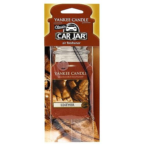Yankee Candle Classic Paper Car Jar Hanging Odor Neutralizing Air Freshener, Leather Scent