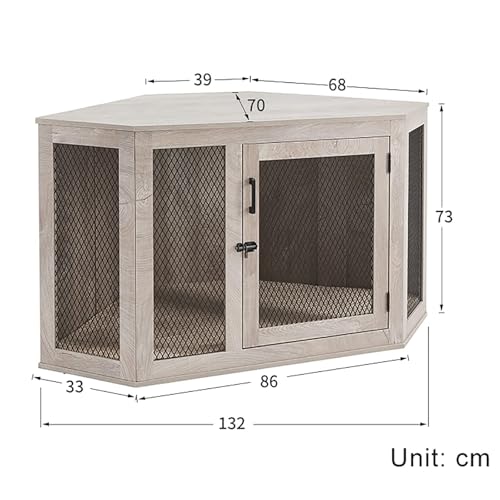 Robuste Hundebox Kaufeste Hundehütte aus Holz, Multifunktionsmöbel für kleine/mittelgroße/große Hunde, rustikaler Stil, Beistellschrank, dekoratives Design