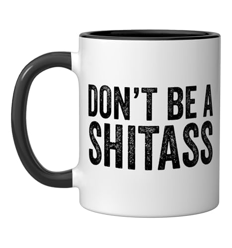 Taza de cerámica Don't Be A Shitass negra/blanca miniatura 1