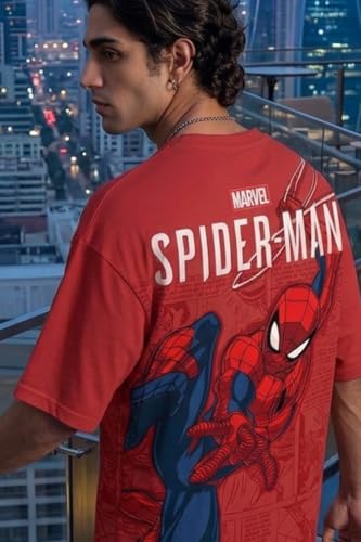 Image of Veirdo Men Spider-Man Printed Oversized T-Shirt