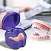 1-Pack Denture Bath Case Cup, w/Lid and Strainer Basket – Portable False-Teeth/Retainer Cleaner Tool, Complete Clean Care for Dentures (Blue, Small-1A)