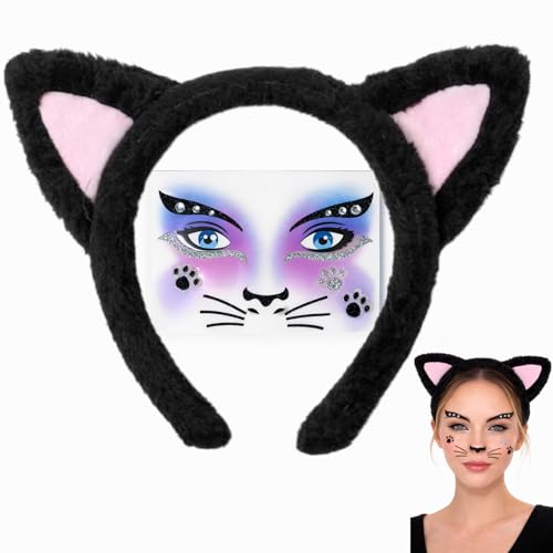 1 pièce Bandeau oreilles de chat, bandeau en peluche pour soins du visage & maquillage, accessoire confortable pour quotidien, accessoires photo, fêtes à...