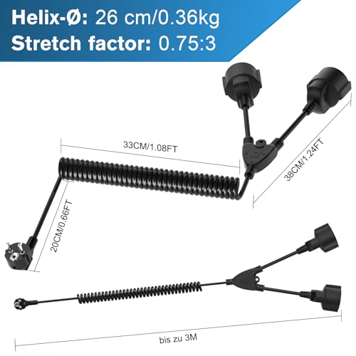 Câble de rallonge Schuko 3M avec 2 prises de courant extérieur - 2